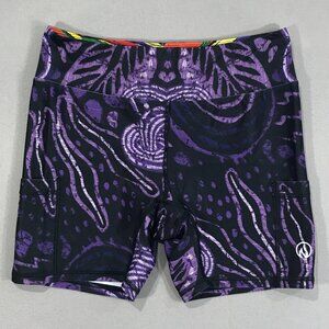 Ink N Burn Shorts Women's 14 Abstract Purple Athletic Drawstring Pockets Gym NWT